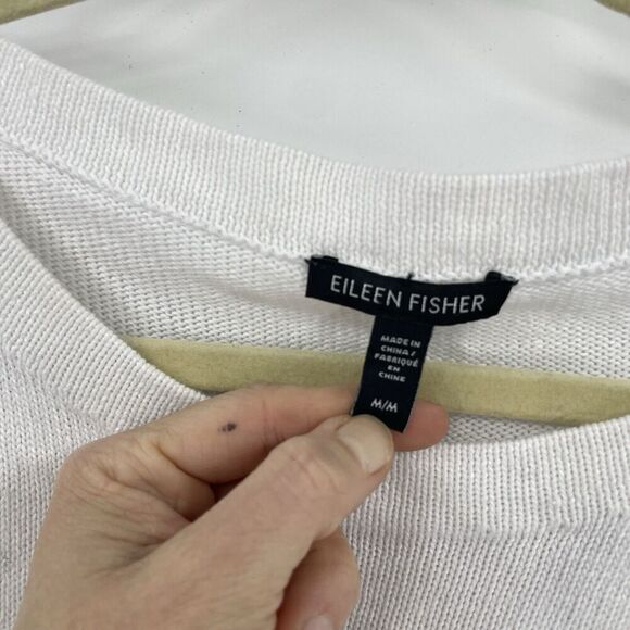 Eileen Fisher Sweater Women's Organic Linen Medium White Short Sleeve Pullover - Picture 2 of 8